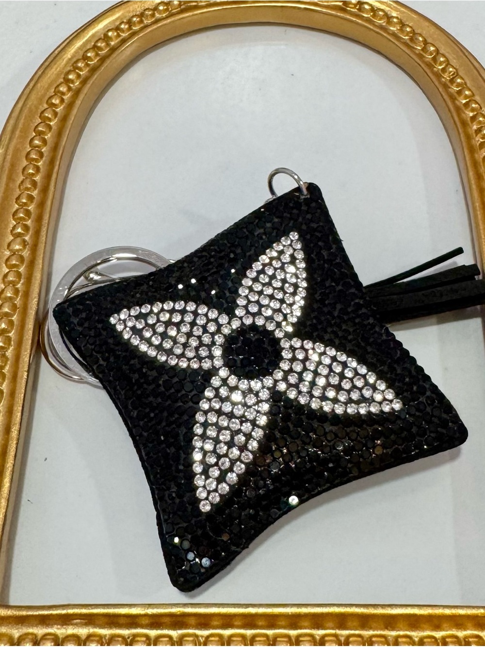 New Black/Silver Flower Motif Keychain/Bag Charm